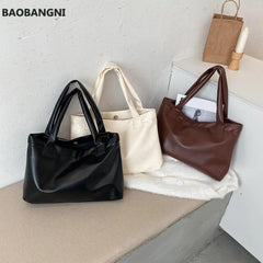 Solid Women Large Capacity Handbag PU Leather Tote