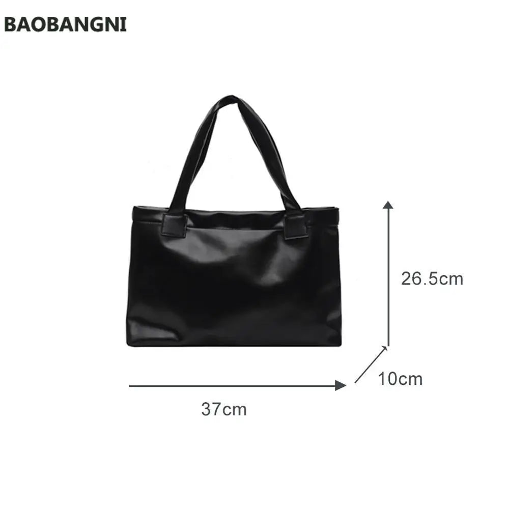 Solid Women Large Capacity Handbag PU Leather Tote