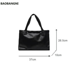 Solid Women Large Capacity Handbag PU Leather Tote