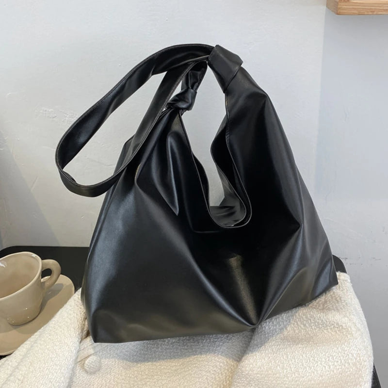 Solid Large Capacity Women Shoulder Handbags Totes PU Leather