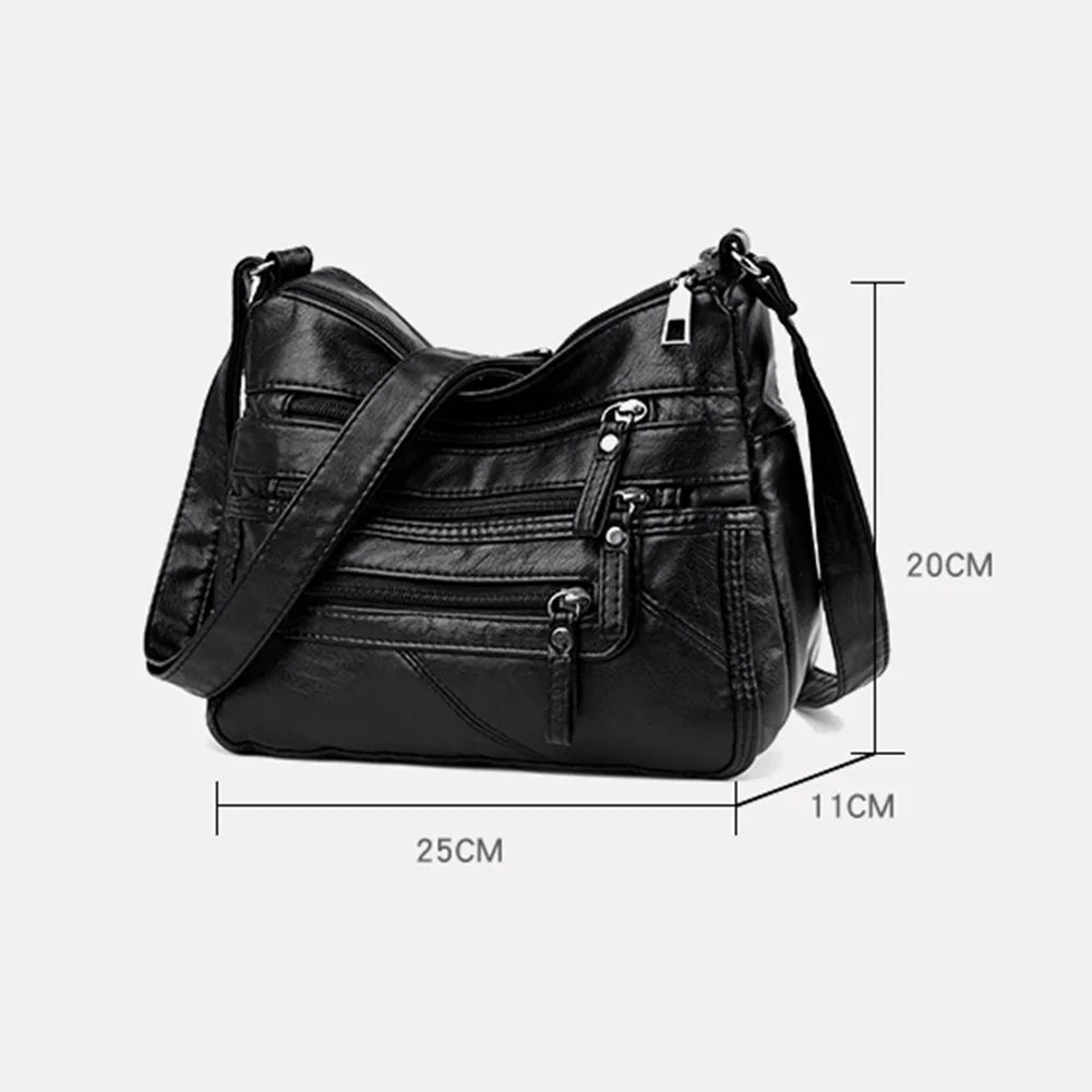 Casual PU Leather Crossbody Bag Large Capacity Shoulder Bag for Women