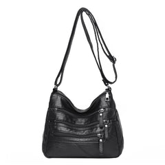 Casual Women PU Crossbody Bag Large Capacity Multi-zipper Handbag