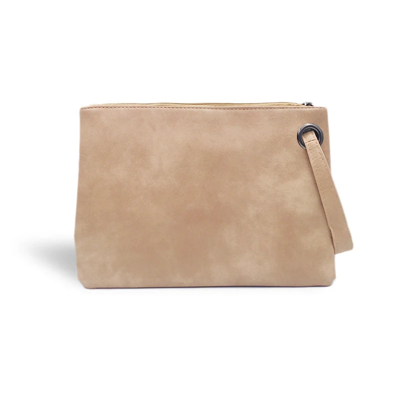 Leather Envelope Zipper Clutch Bag for Women