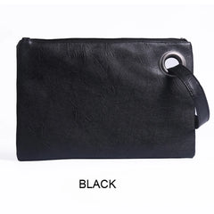 Leather Envelope Zipper Clutch Bag for Women