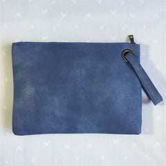 Leather Envelope Zipper Clutch Bag for Women