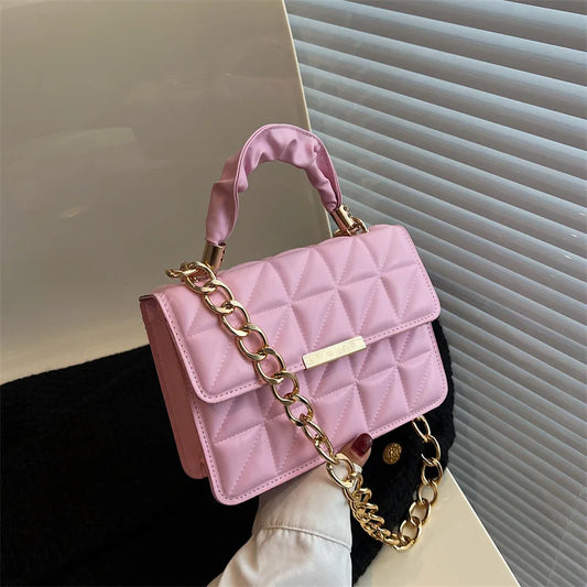 Solid Women's Shoulder Bag Flap Lady Handbags Chain Strap Crossbody Bags