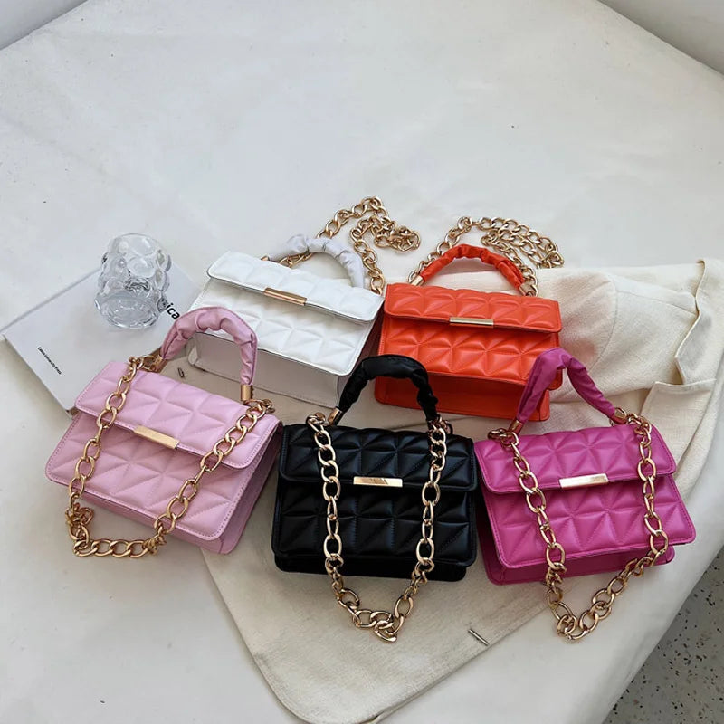 Solid Women's Shoulder Bag Flap Lady Handbags Chain Strap Crossbody Bags