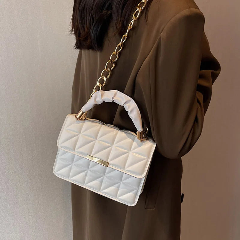 Solid Women's Shoulder Bag Flap Lady Handbags Chain Strap Crossbody Bags