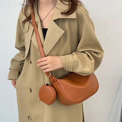 Solid Leather Purses and Handbags For Women Shoulder Crossbody Bags