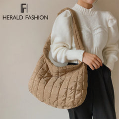 Green Space Pad Cotton Crossbody Bag Soft Fluffy Shoulder Bag