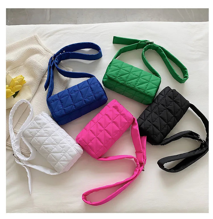 Quilted Shoulder Bag Winter Nylon Padded Crossbody Handbag