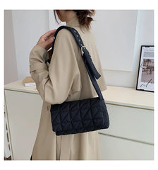 Quilted Shoulder Bag Winter Nylon Padded Crossbody Handbag