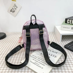 Sparkles Mini PU Leather Backpack for Girls - Pink