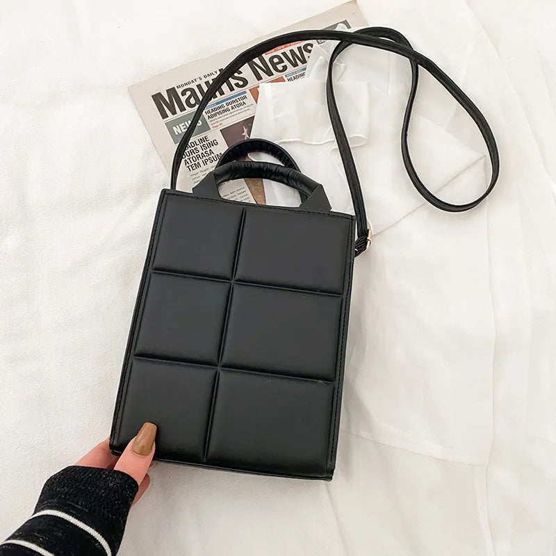 Plaid Pu Leather Shoulder Bag Small Crossbody Top-handle Bag