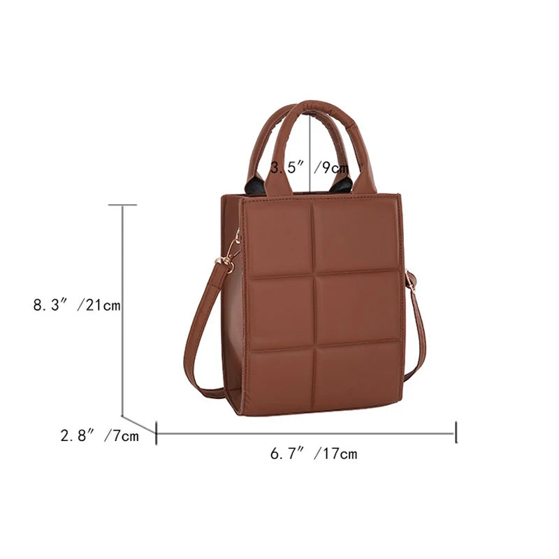 Plaid Pu Leather Shoulder Bag Small Crossbody Top-handle Bag