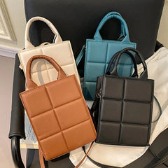 Plaid Pu Leather Shoulder Bag Small Crossbody Top-handle Bag