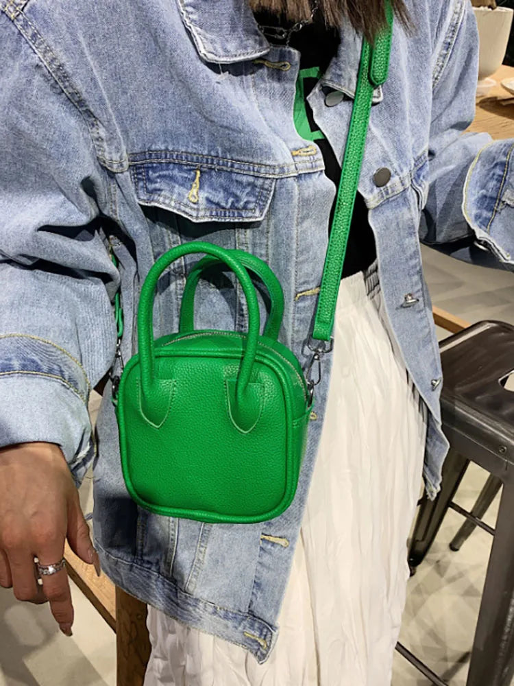 Solid Pu Leather Shoulder Bag for Women Top Handle Crossbody Bags
