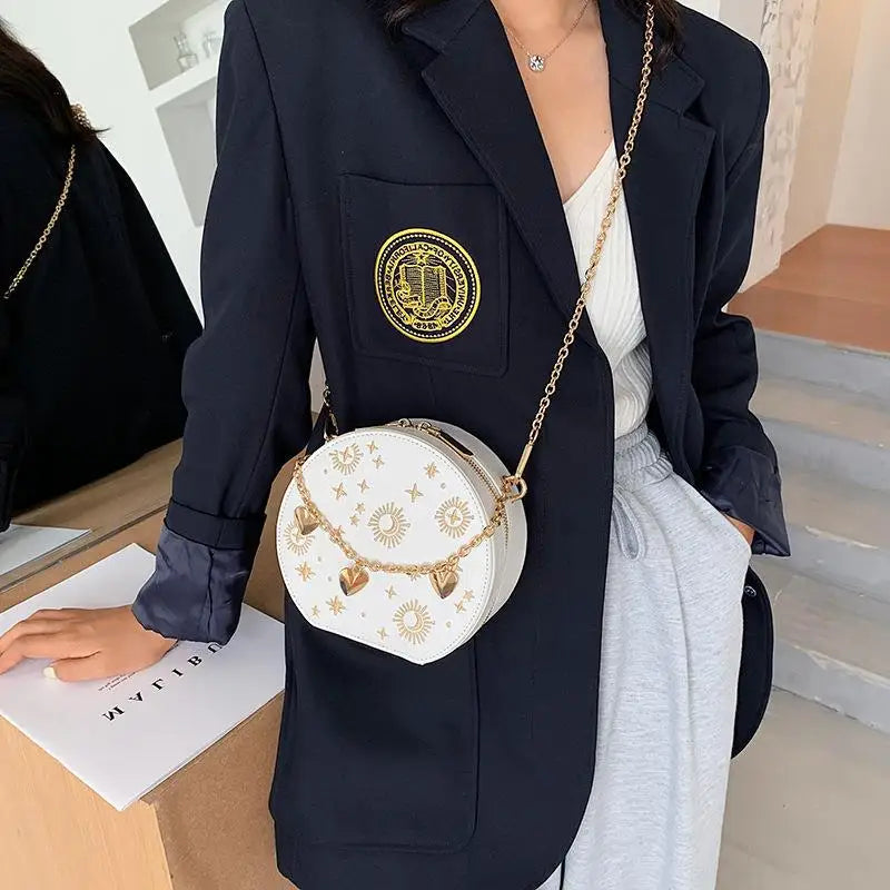 Embroidered Starry Sky Round Crossbody Bag for Women