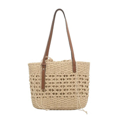 Straw Handbag Summer Bucket Handwoven Purse Tote Handle Bohemian Women Woven Bag