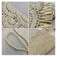 Woven Raffia Straw Shoulder Bag for Women