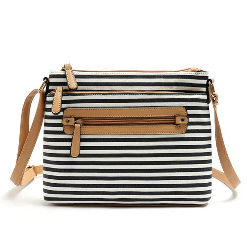 Striped Shoulder Bag Ladies Casual Flap Crossbody Bags for Women