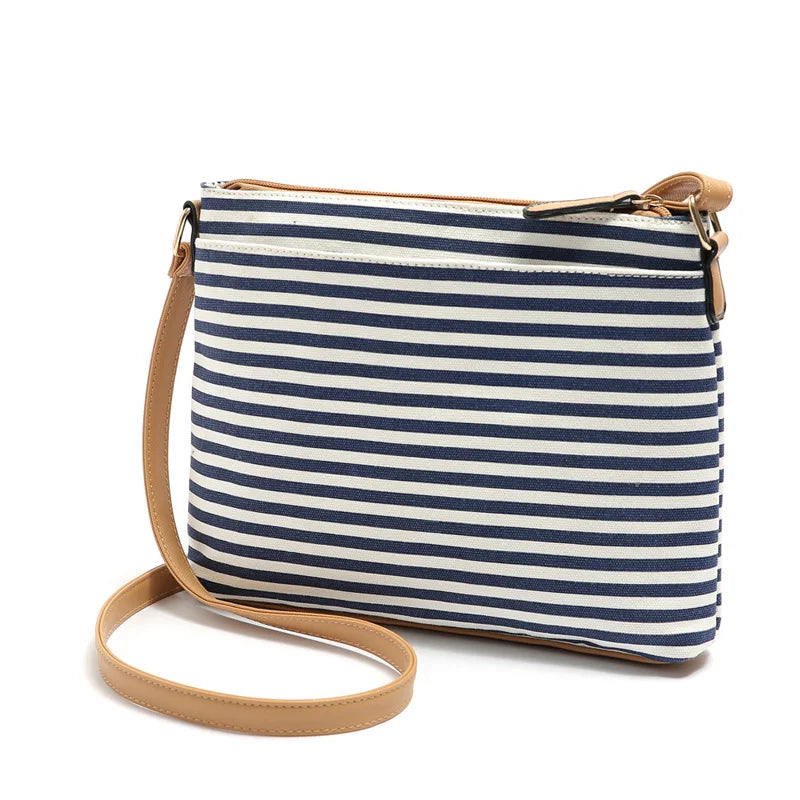 Striped Shoulder Bag Ladies Casual Flap Crossbody Bags for Women