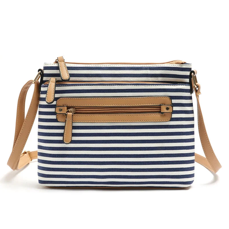 Striped Shoulder Bag Ladies Casual Flap Crossbody Bags for Women