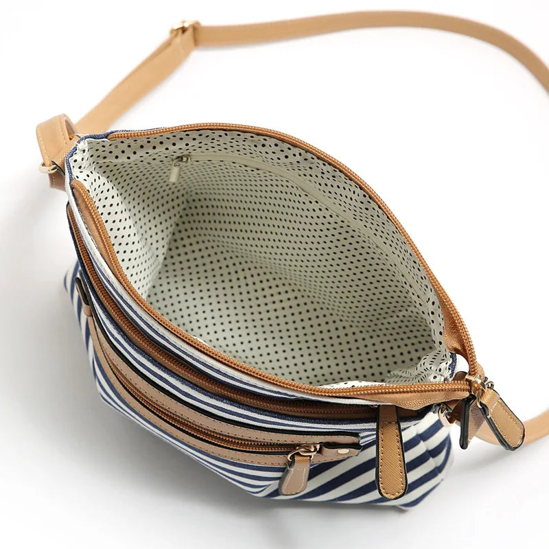 Striped Shoulder Bag Ladies Casual Flap Crossbody Bags for Women