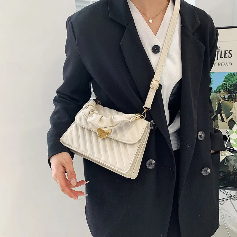Stripes Women's Pleated Handle Square Shoulder Bag