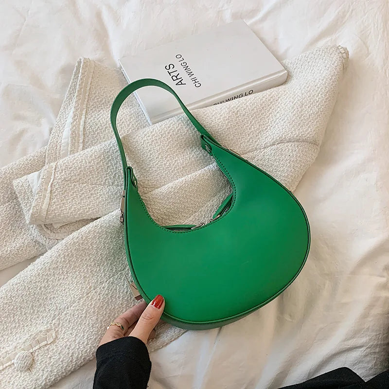 Half-moon PU Leather Women's Shoulder Bag