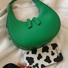 Half-moon PU Leather Women's Shoulder Bag