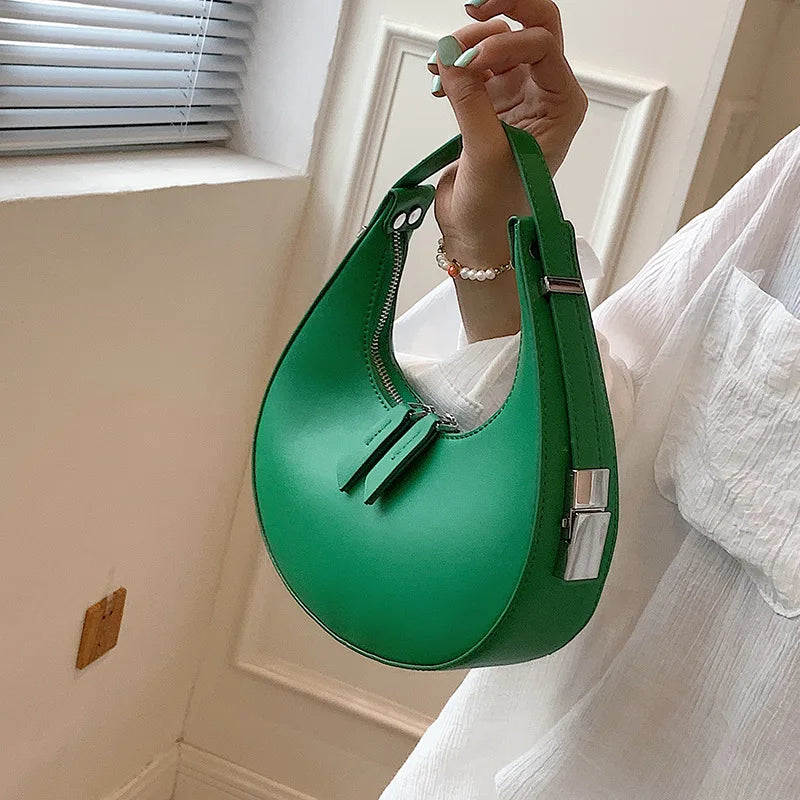 Half-moon PU Leather Women's Shoulder Bag