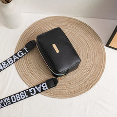 Solid Pu Leather Shoulder Bag with Wide Strap