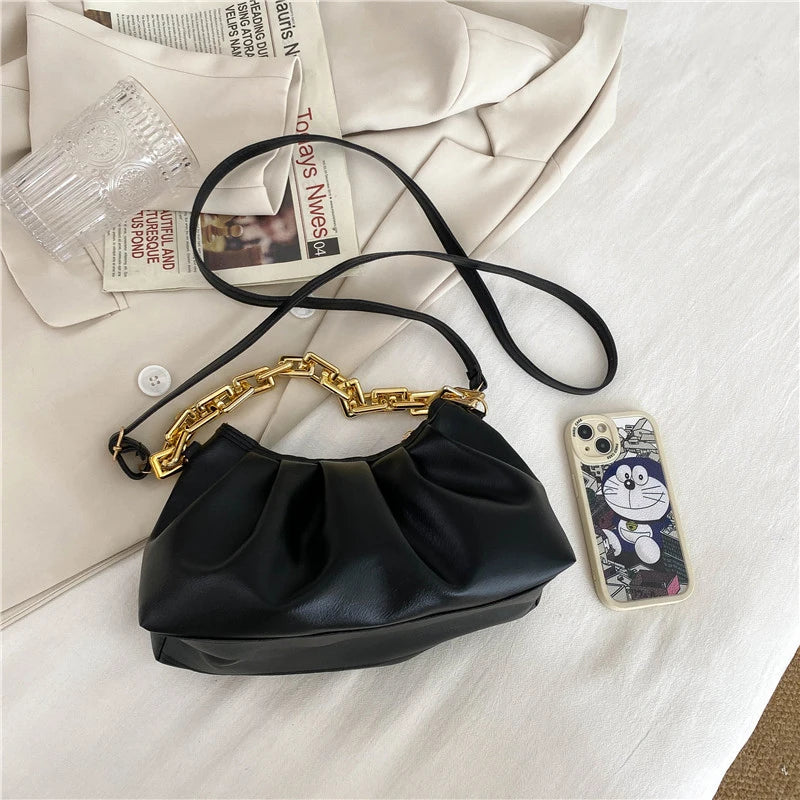 Women's Solid Shoulder Bag Chain Business Handbag