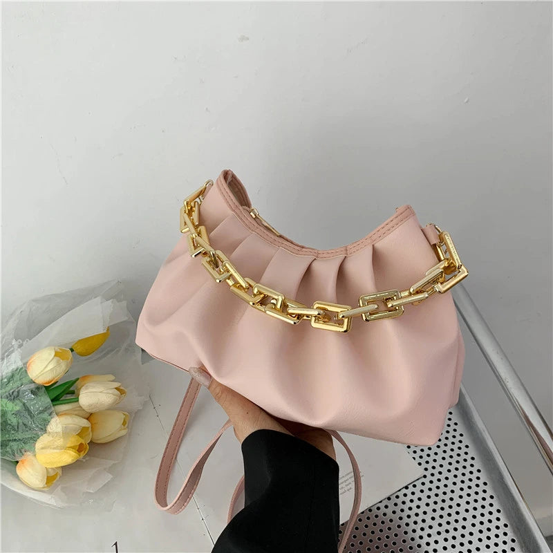 Women's Solid Shoulder Bag Chain Business Handbag