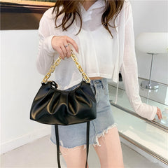Women's Solid Shoulder Bag Chain Business Handbag