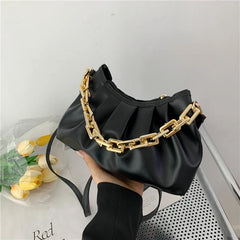 Women's Solid Shoulder Bag Chain Business Handbag