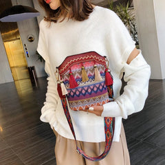 Summer Beach Bag Straw Lady Handbag & Women's Woven Shoulder Messenger Bag Red