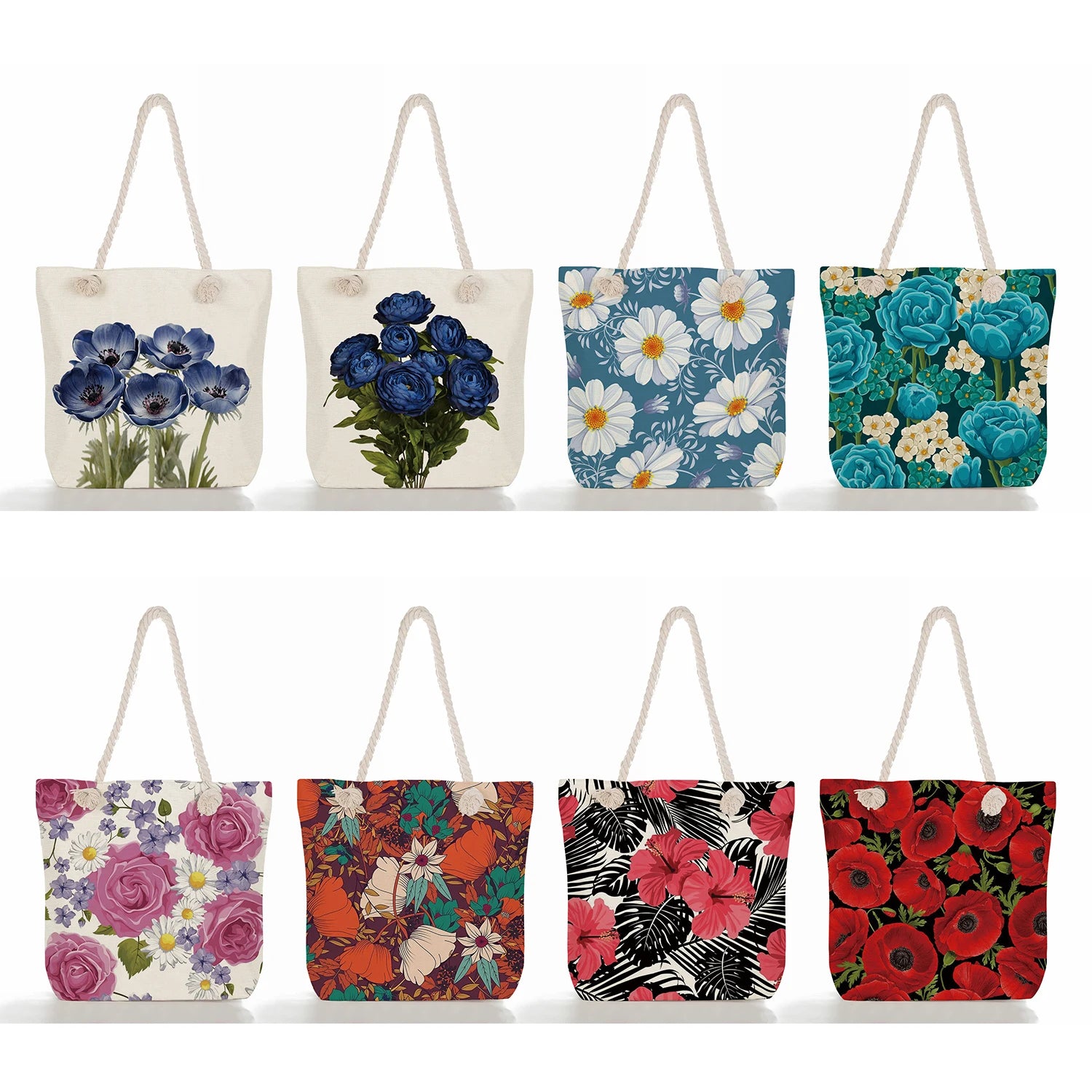 Summer Floral Print Beach Tote Shoulder Bag Large Capacity