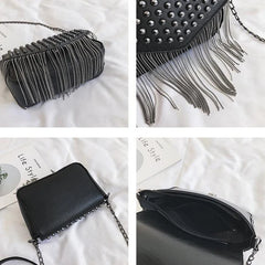 Tassel Diamonds Mini Chain Shoulder Bag Crossbody Leather