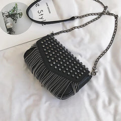 Tassel Diamonds Mini Chain Shoulder Bag Crossbody Leather
