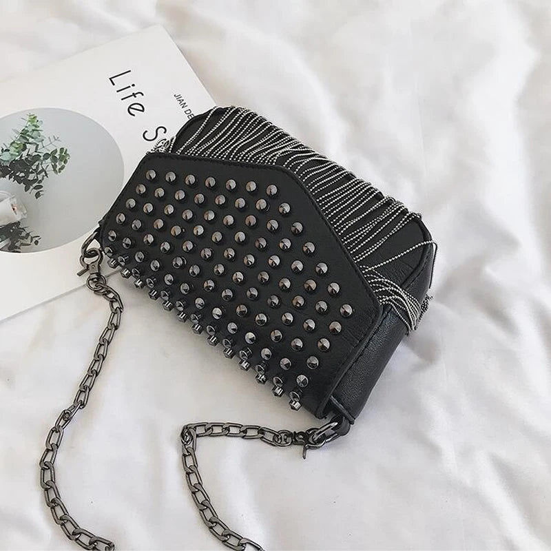 Tassel Diamonds Mini Chain Shoulder Bag Crossbody Leather