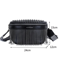 Tassel Leather Crossbody Chest Bag Women Waist Bag Casual Travel Pack
