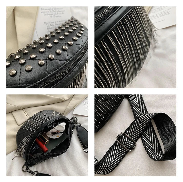 Tassel Waist Bag Women Chest Bags Wide Strap Shoulder Bag