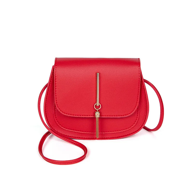 Tassel Women Crossbody Bag PU Leather Small Flap Messenger Bag