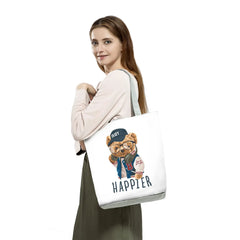 Teddy Bear Animal Print Tote Bag High Capacity Cartoon Handbags