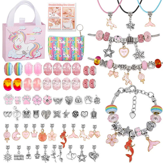Rainbow Letter Bead Bracelet Set with Pendant and Bag