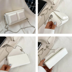 Textured Women's Bag Chocolate Chain Shoulder Bags PU Leather Buckle