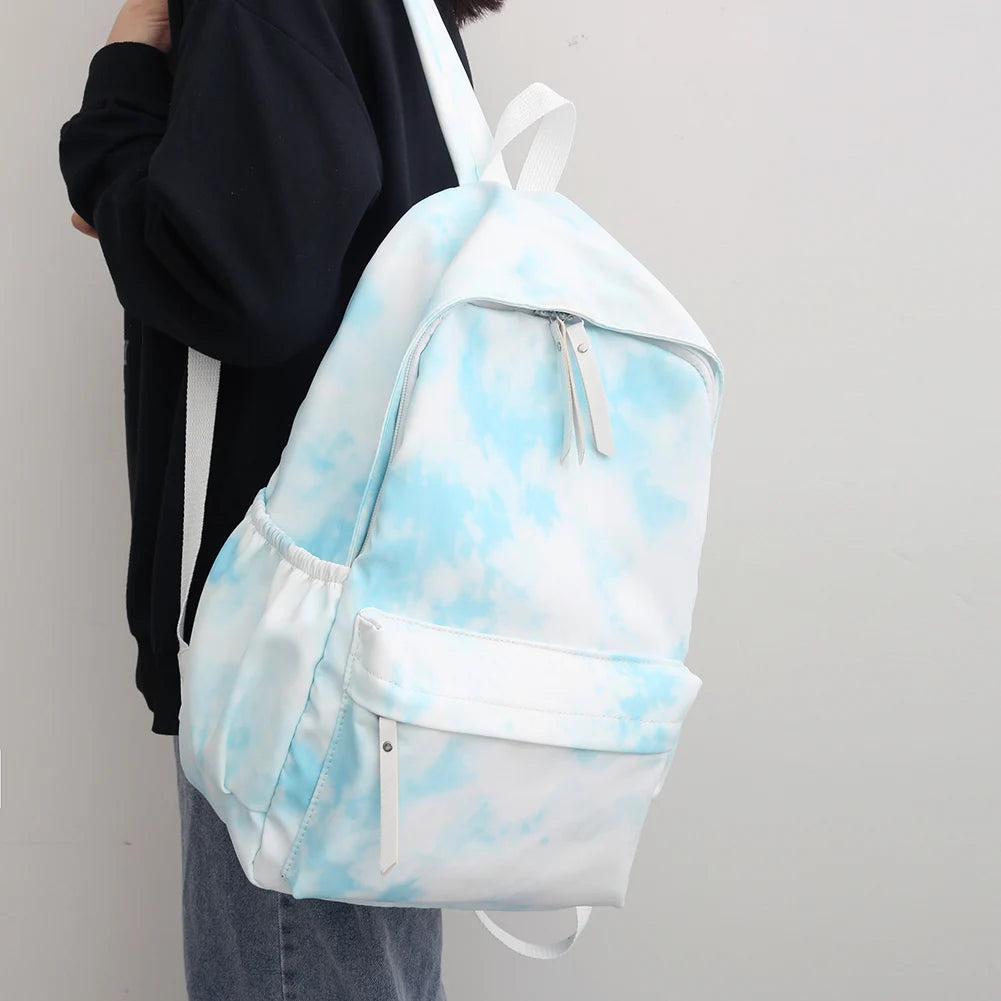 Tie Dye Women Backpack Large Capacity Nylon College School Bags Female Casual