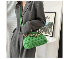 Quilted PU Leather Tote Bag with Chain Shoulder Strap